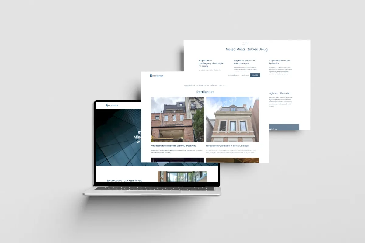 Mockup z realizacja strony rw solution